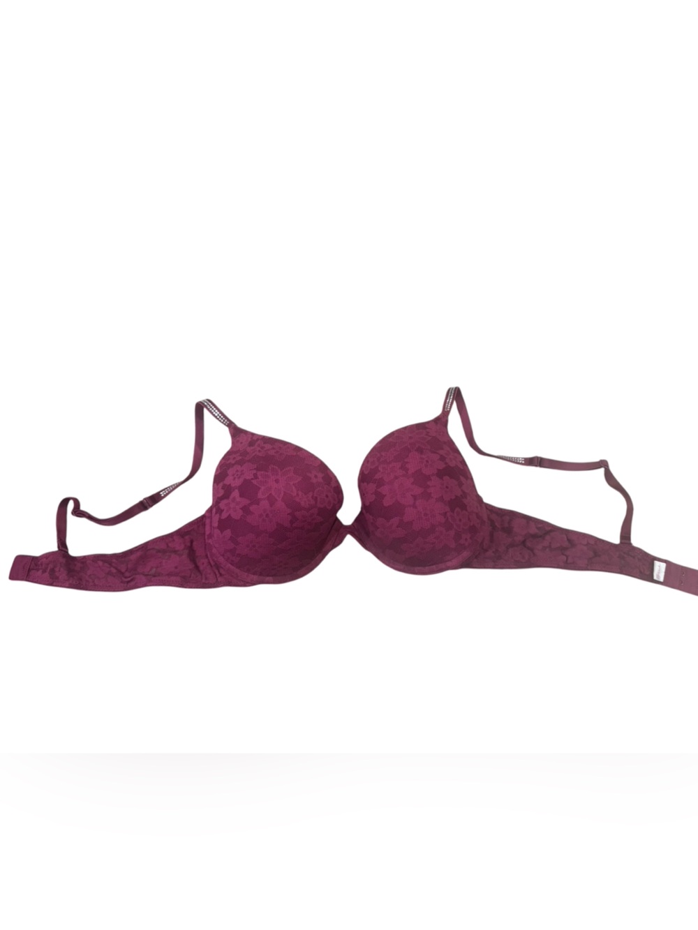 PINK Victoria's Secret Floral Lace T-Shirt Bra with Bedazzled Straps
